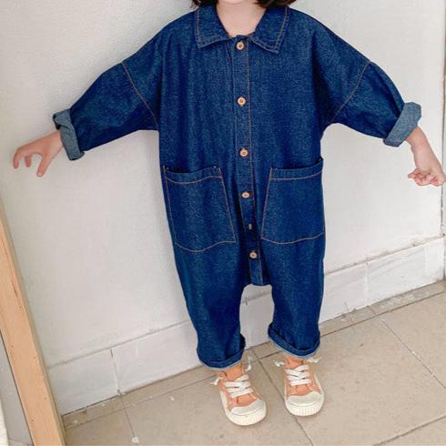 Peuter Jumpsuit I Love My Mummy Blauw Beige Katoen Ademend Comfortabel 1-7 Jaar 0
