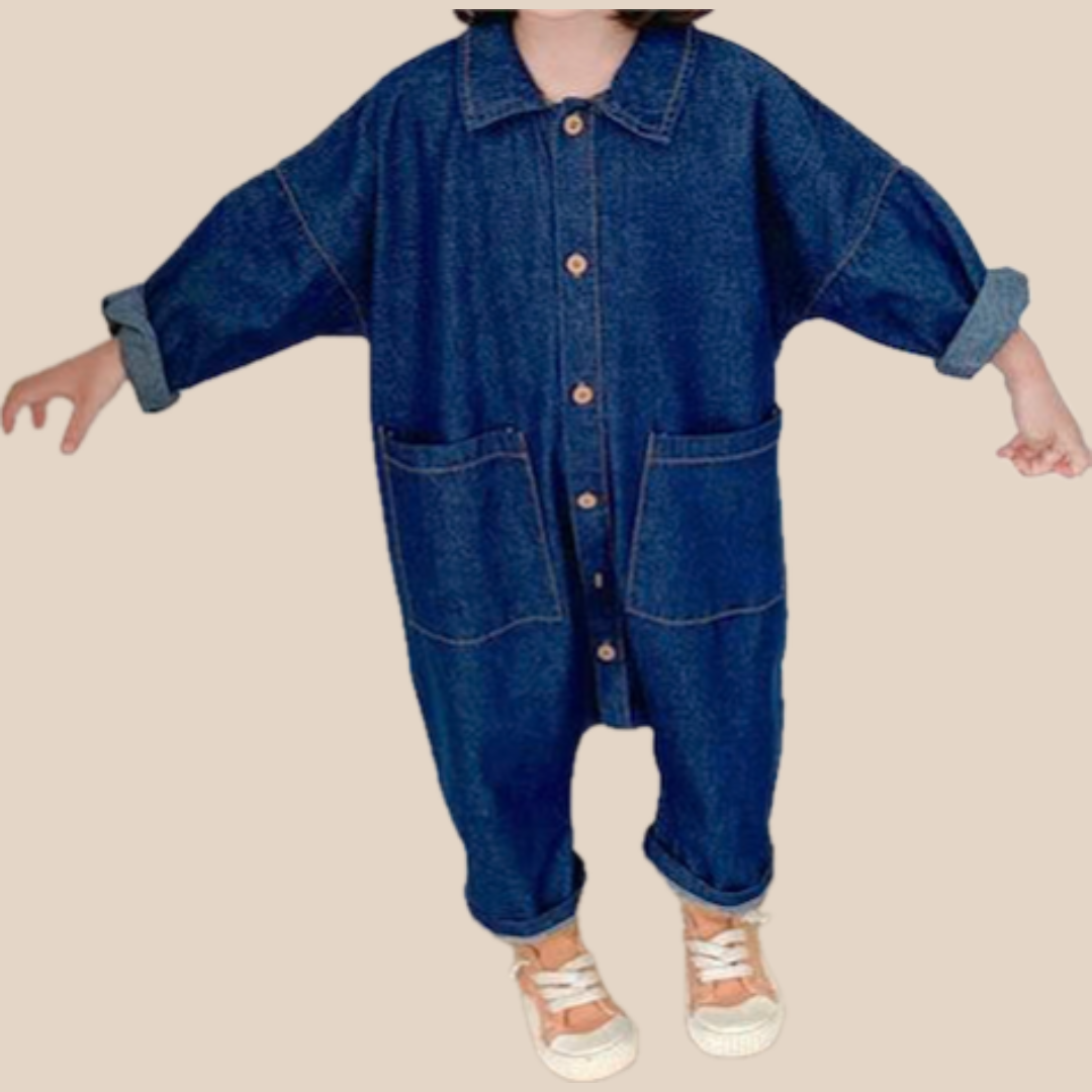 Peuter Jumpsuit I Love My Mummy Blauw Beige Katoen Ademend Comfortabel 1-7 Jaar 2