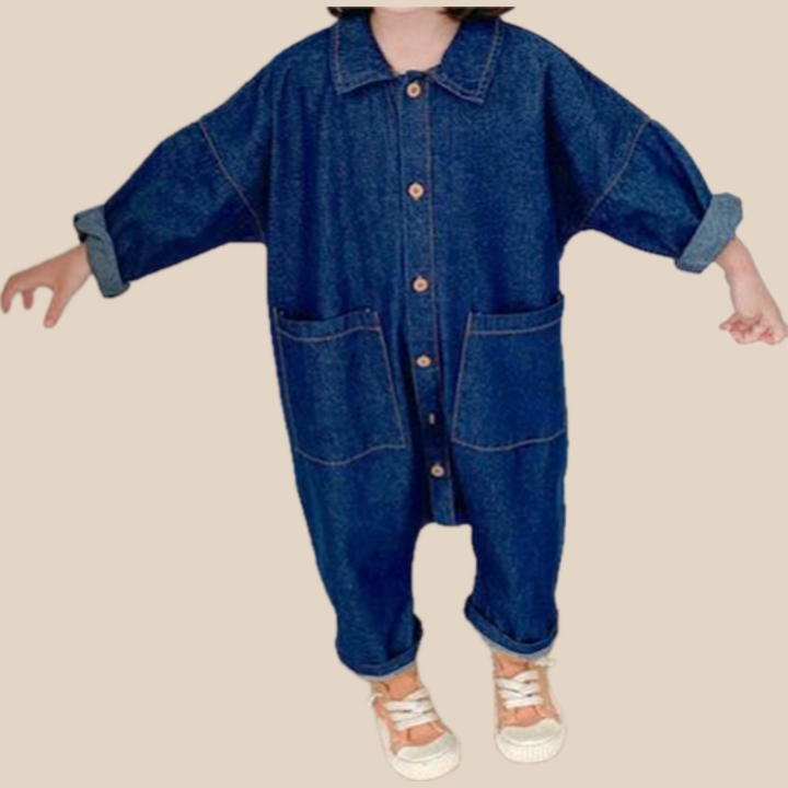 Peuter Jumpsuit I Love My Mummy Blauw Beige Katoen Ademend Comfortabel 1-7 Jaar 2