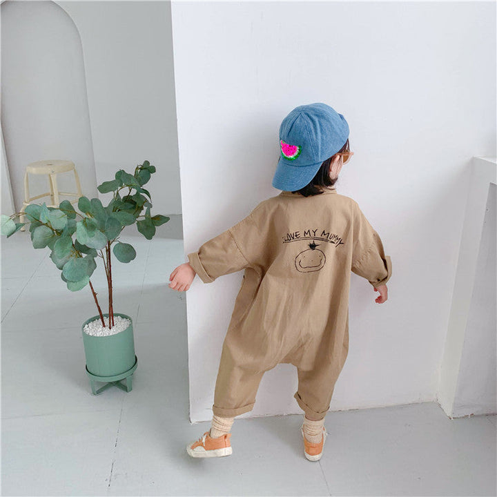 Peuter Jumpsuit I Love My Mummy Blauw Beige Katoen Ademend Comfortabel 1-7 Jaar 4