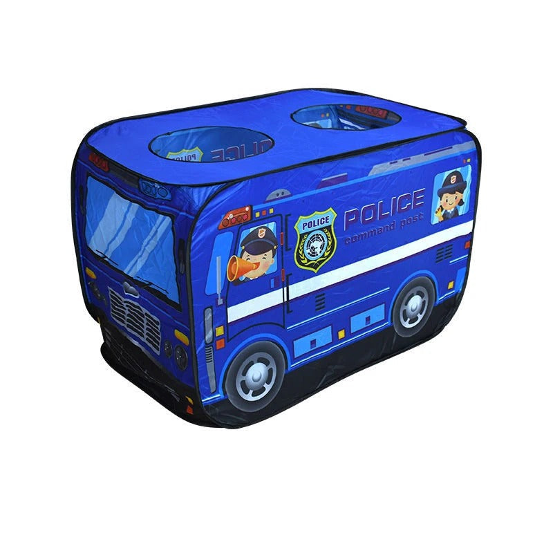 PlayScape – Foldable play tent with a bus and fire truck print 3