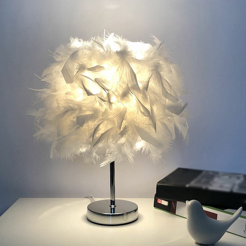 PlumeGlow – Elegant Feathered Globe Lamp 0