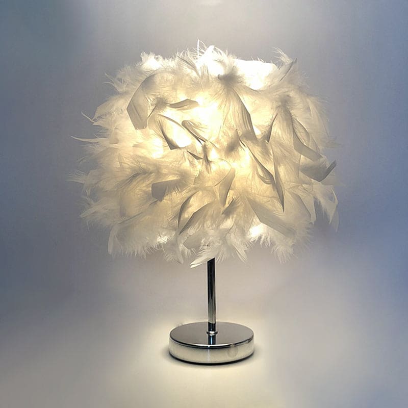 PlumeGlow – Elegant Feathered Globe Lamp 1