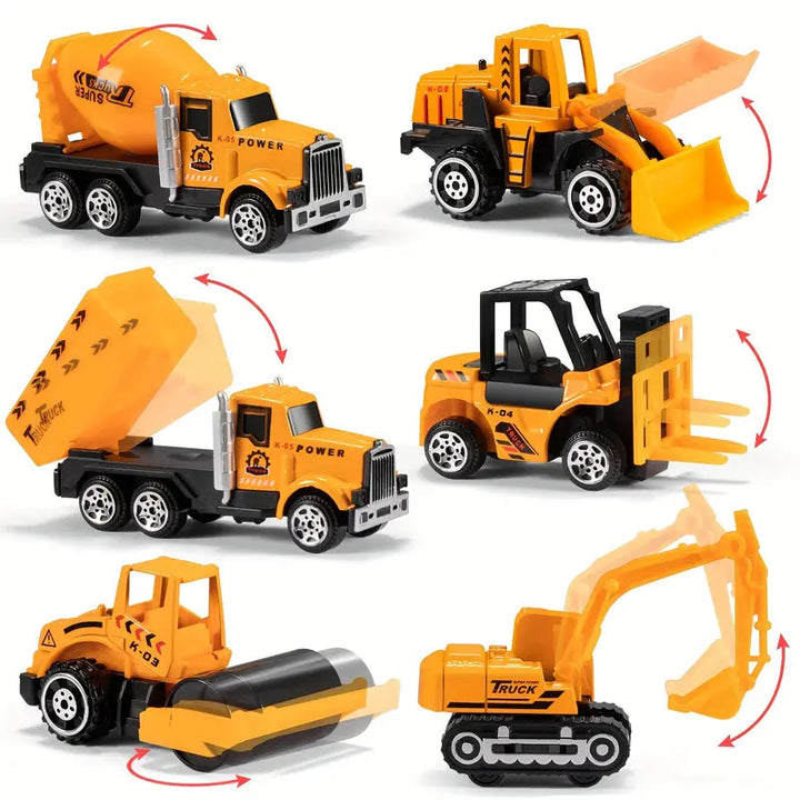 Portable Kids Construction Vehicle Playset – Mini Trucks, Excavators, and Storage Case for Easy Transport 1