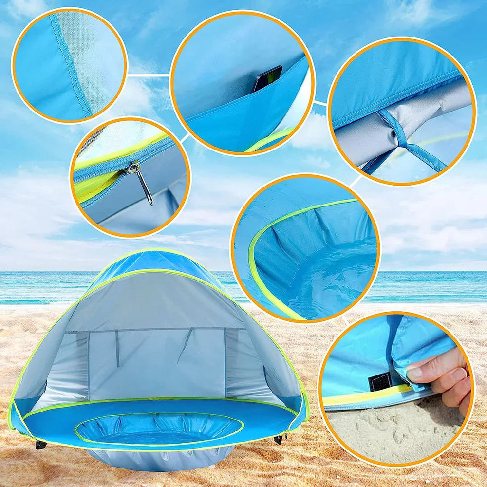 Portable Pop Up Beach Tent with UV Protection and Integrated Bath – Baby Beach Shade 2