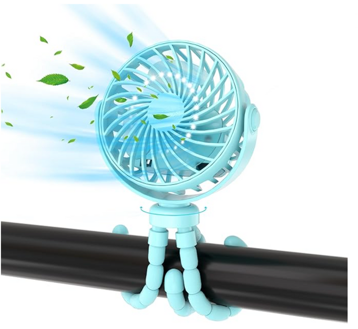 Portable Rechargeable Stroller Fan – Clip-On Design, Lightweight, Safe for Babies, USB Powered 5