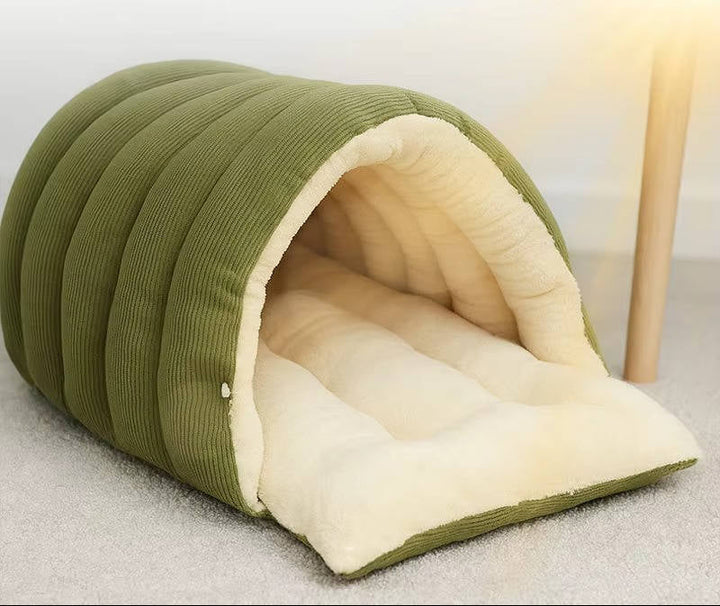 Removable Washable Semi-Closed Cat Bed with Arctic Fleece Lining – Cozy Hideaway for Indoor Cats 1