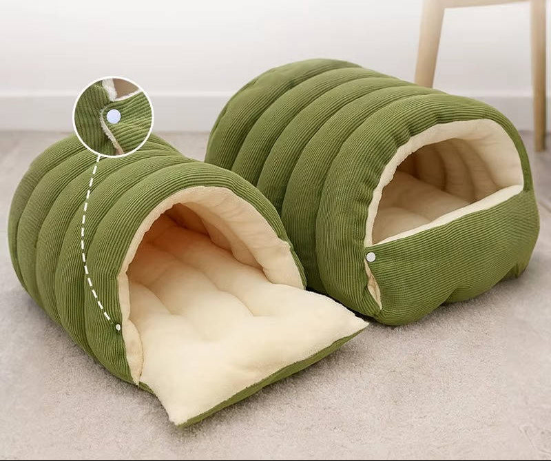 Removable Washable Semi-Closed Cat Bed with Arctic Fleece Lining – Cozy Hideaway for Indoor Cats 3
