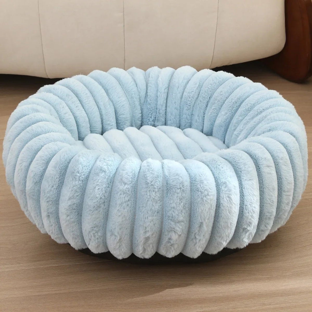Round Donut Dog Bed - Soft Plush Washable Bed for Small to Medium Dogs - Cozy Design for Comfort and Security 10