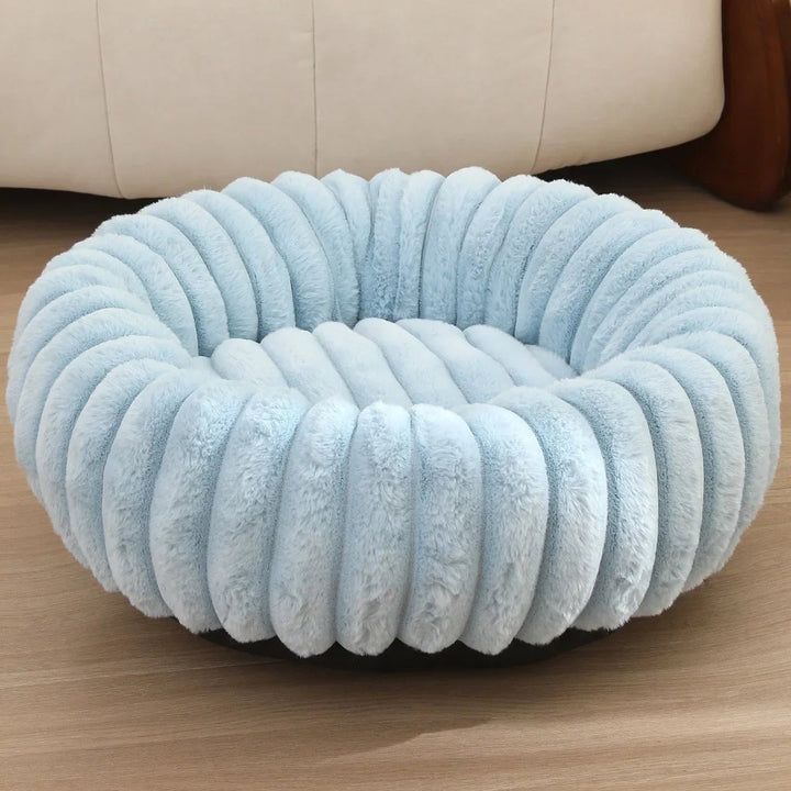 Round Donut Dog Bed - Soft Plush Washable Bed for Small to Medium Dogs - Cozy Design for Comfort and Security 10