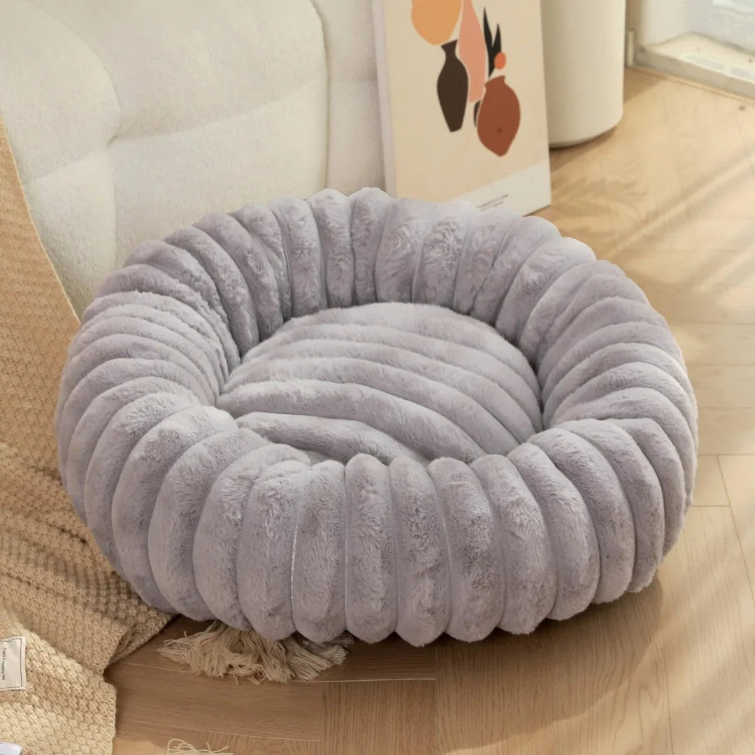 Round Donut Dog Bed - Soft Plush Washable Bed for Small to Medium Dogs - Cozy Design for Comfort and Security 12