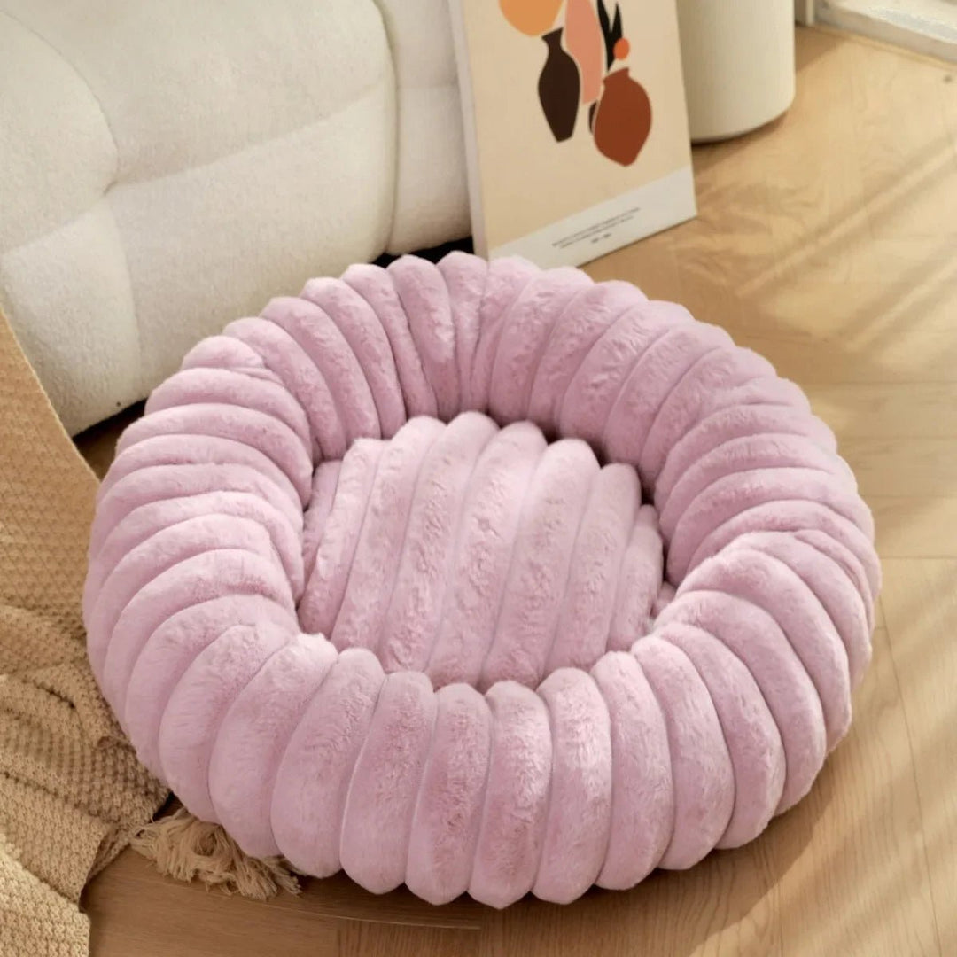 Round Donut Dog Bed - Soft Plush Washable Bed for Small to Medium Dogs - Cozy Design for Comfort and Security 15