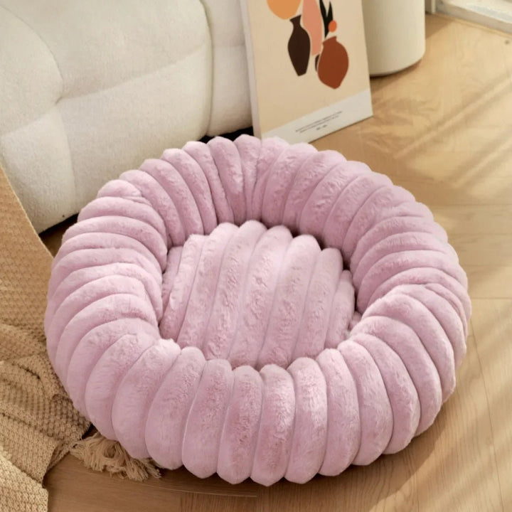 Round Donut Dog Bed - Soft Plush Washable Bed for Small to Medium Dogs - Cozy Design for Comfort and Security 15