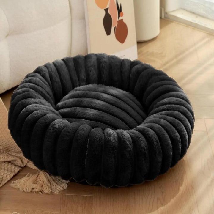 Round Donut Dog Bed - Soft Plush Washable Bed for Small to Medium Dogs - Cozy Design for Comfort and Security 16