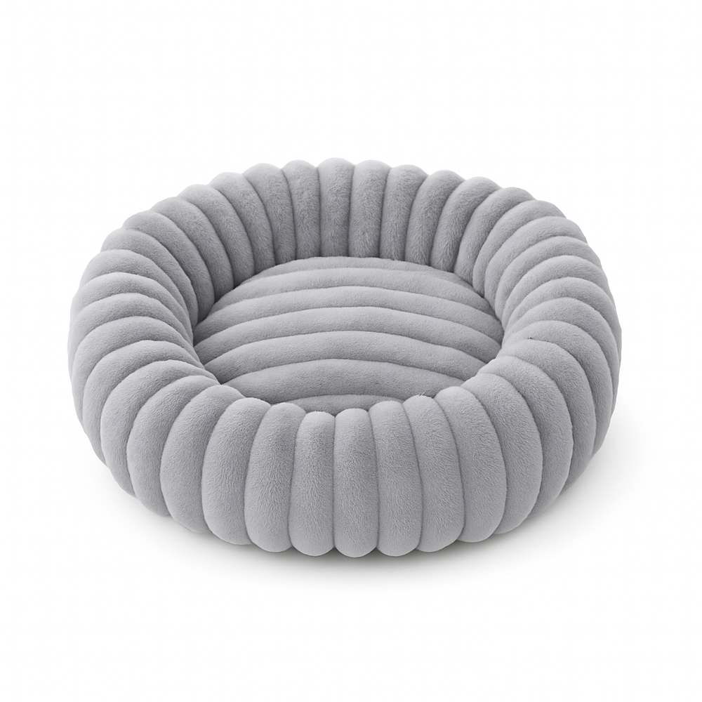 Round Donut Dog Bed - Soft Plush Washable Bed for Small to Medium Dogs - Cozy Design for Comfort and Security 1