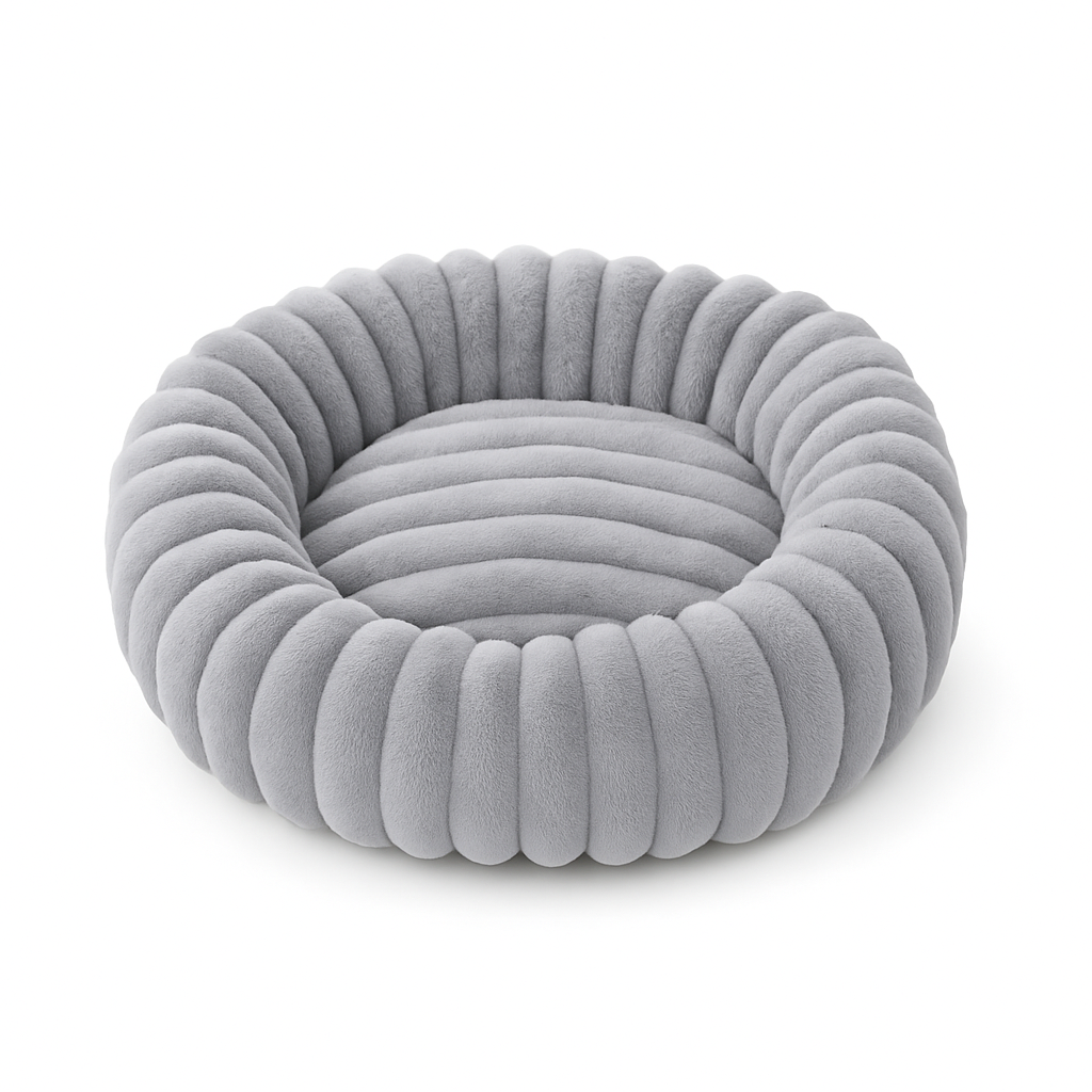Round Donut Dog Bed - Soft Plush Washable Bed for Small to Medium Dogs - Cozy Design for Comfort and Security 1