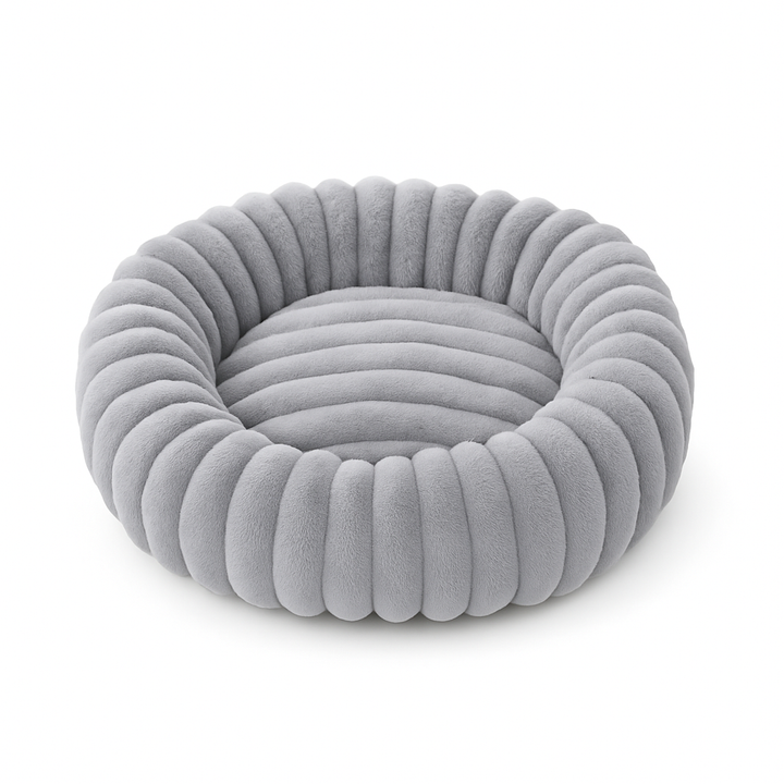 Round Donut Dog Bed - Soft Plush Washable Bed for Small to Medium Dogs - Cozy Design for Comfort and Security 1