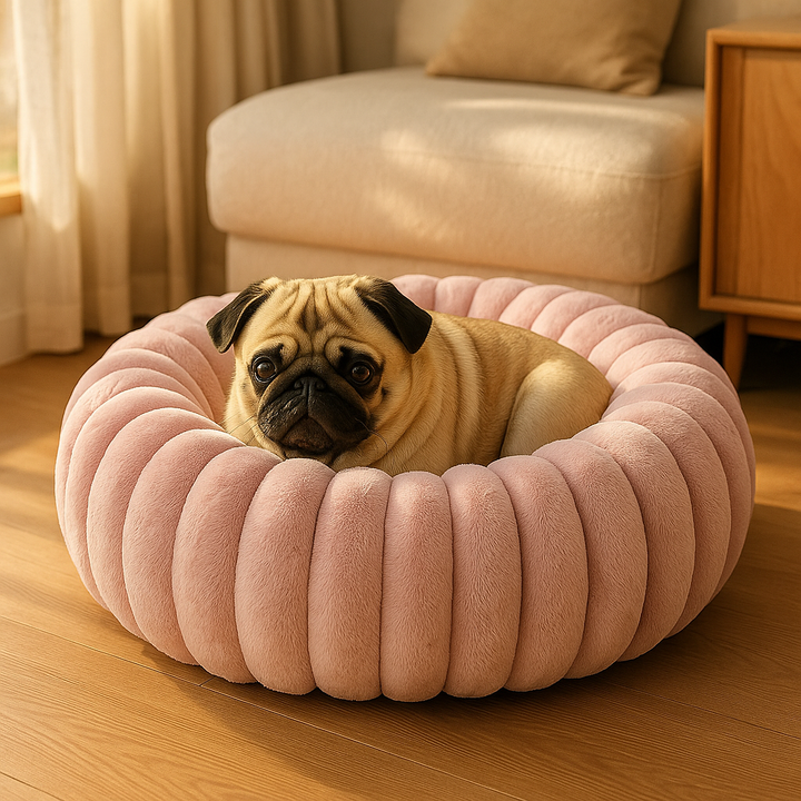 Round Donut Dog Bed - Soft Plush Washable Bed for Small to Medium Dogs - Cozy Design for Comfort and Security 5