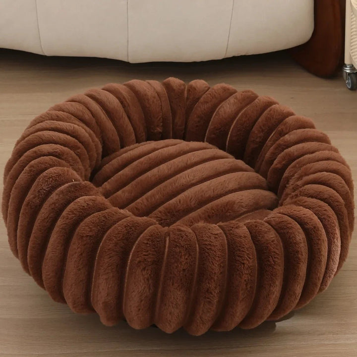 Round Donut Dog Bed - Soft Plush Washable Bed for Small to Medium Dogs - Cozy Design for Comfort and Security 9