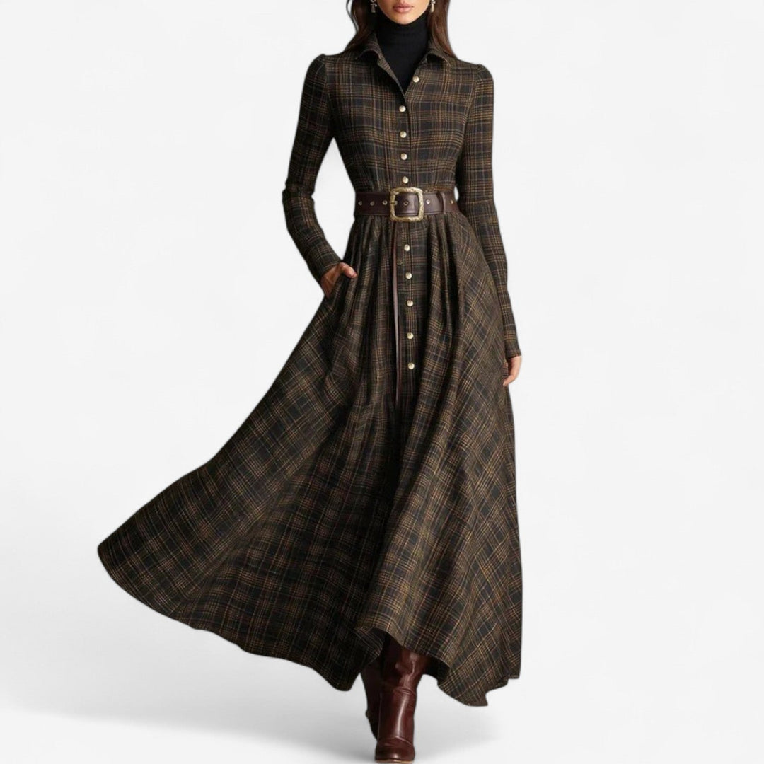 Sarah Collection | Long Sleeve Maxi Dress with Flattering Belt – Elegant Design for Timeless Style 0