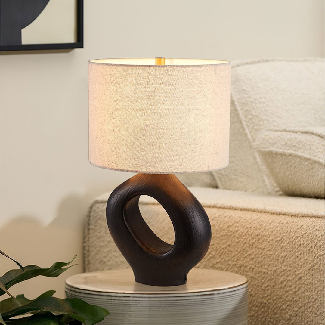 SculptGlow – Resin Table Lamp with Soft Linen Shade 5