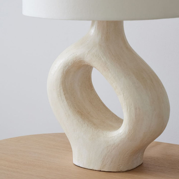 SculptGlow – Resin Table Lamp with Soft Linen Shade 8