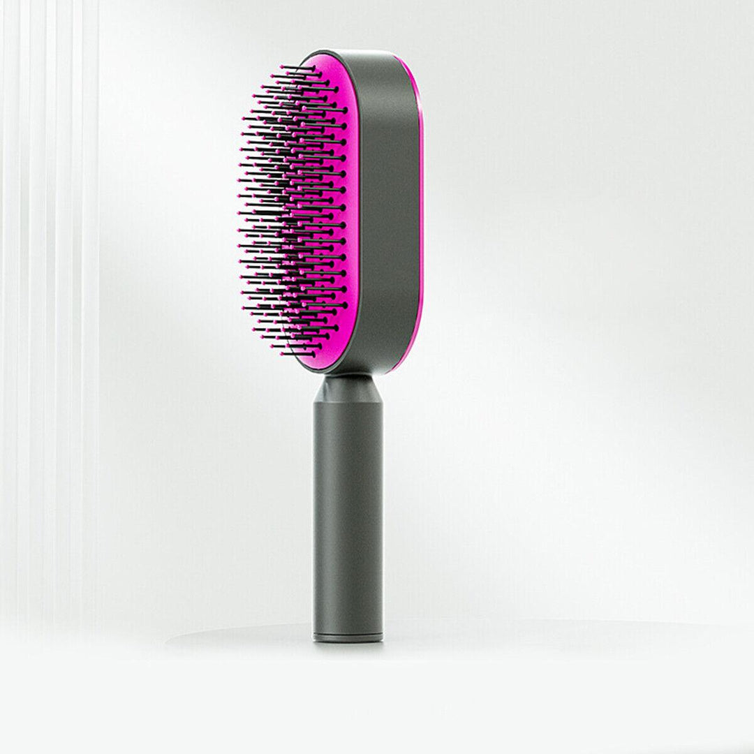 Self Cleaning Hair Brush - Air Cushion Comb Press Type Cleaning Design Comfortable Hair Brush 0