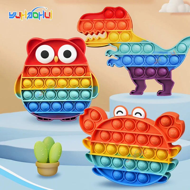 Sensory Fidget Toy Rainbow Pop Bubble Silicone Stress Relief for Kids and Adults 0