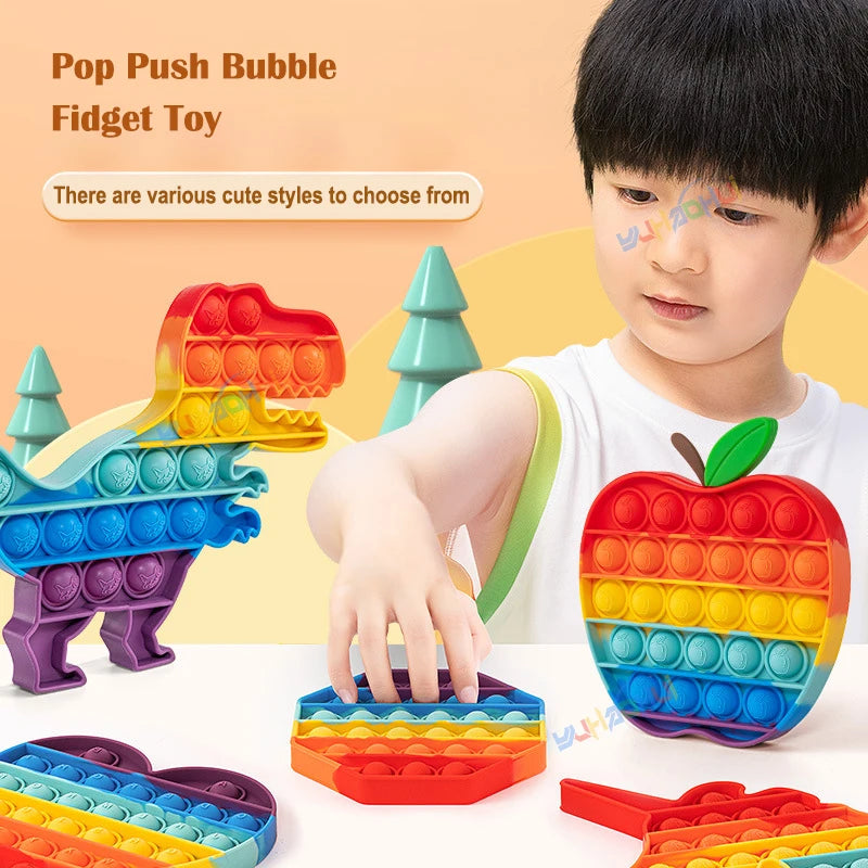 Sensory Fidget Toy Rainbow Pop Bubble Silicone Stress Relief for Kids and Adults 1
