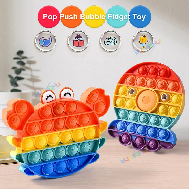 Sensory Fidget Toy Rainbow Pop Bubble Silicone Stress Relief for Kids and Adults 2