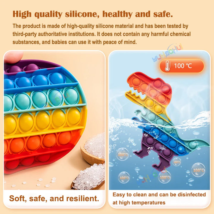 Sensory Fidget Toy Rainbow Pop Bubble Silicone Stress Relief for Kids and Adults 4