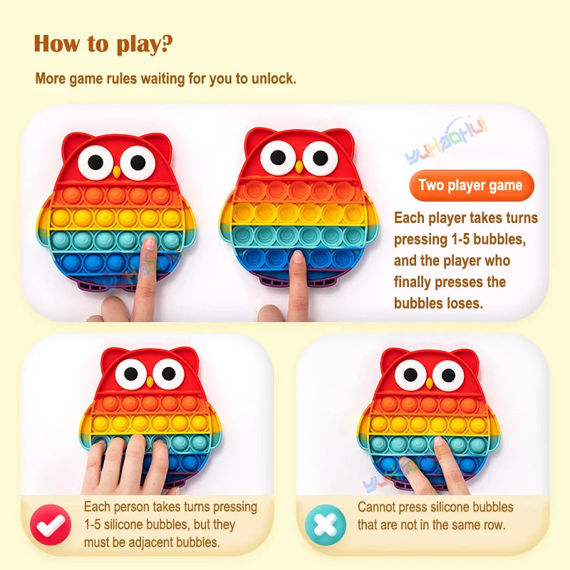 Sensory Fidget Toy Rainbow Pop Bubble Silicone Stress Relief for Kids and Adults 5