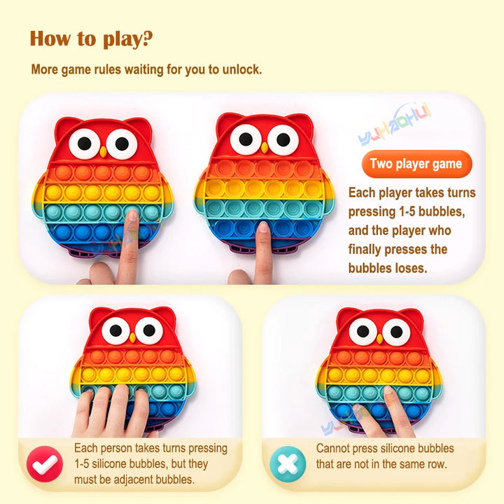 Sensory Fidget Toy Rainbow Pop Bubble Silicone Stress Relief for Kids and Adults 5