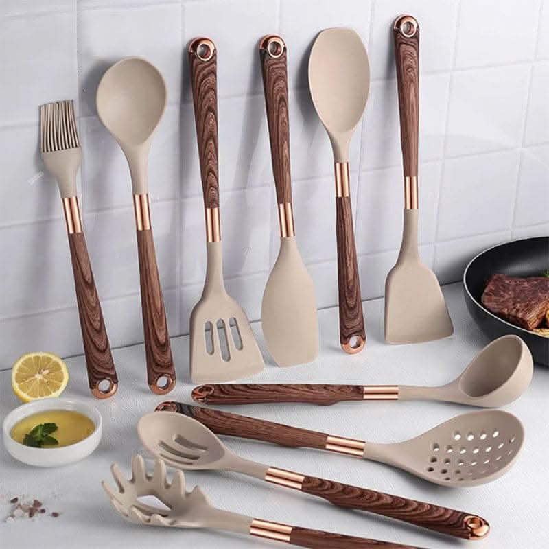 SiliconeEase | Elegant Heat-Resistant Kitchen Utensil Set for Effortless Cooking 1