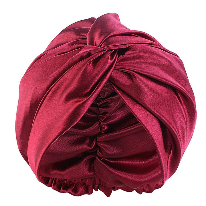 Silk Turban for Sleep - Bonnets For Women Twisted Sleeping Night Cap Pure Silk Hair Wrap Cap 14