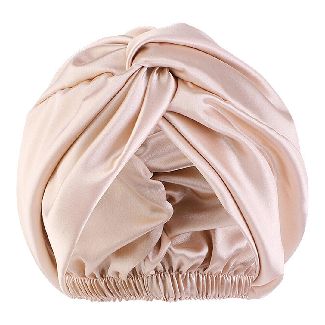 Silk Turban for Sleep - Bonnets For Women Twisted Sleeping Night Cap Pure Silk Hair Wrap Cap 5