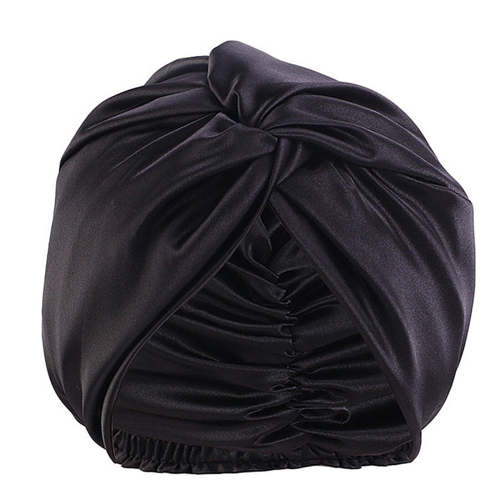 Silk Turban for Sleep - Bonnets For Women Twisted Sleeping Night Cap Pure Silk Hair Wrap Cap 7