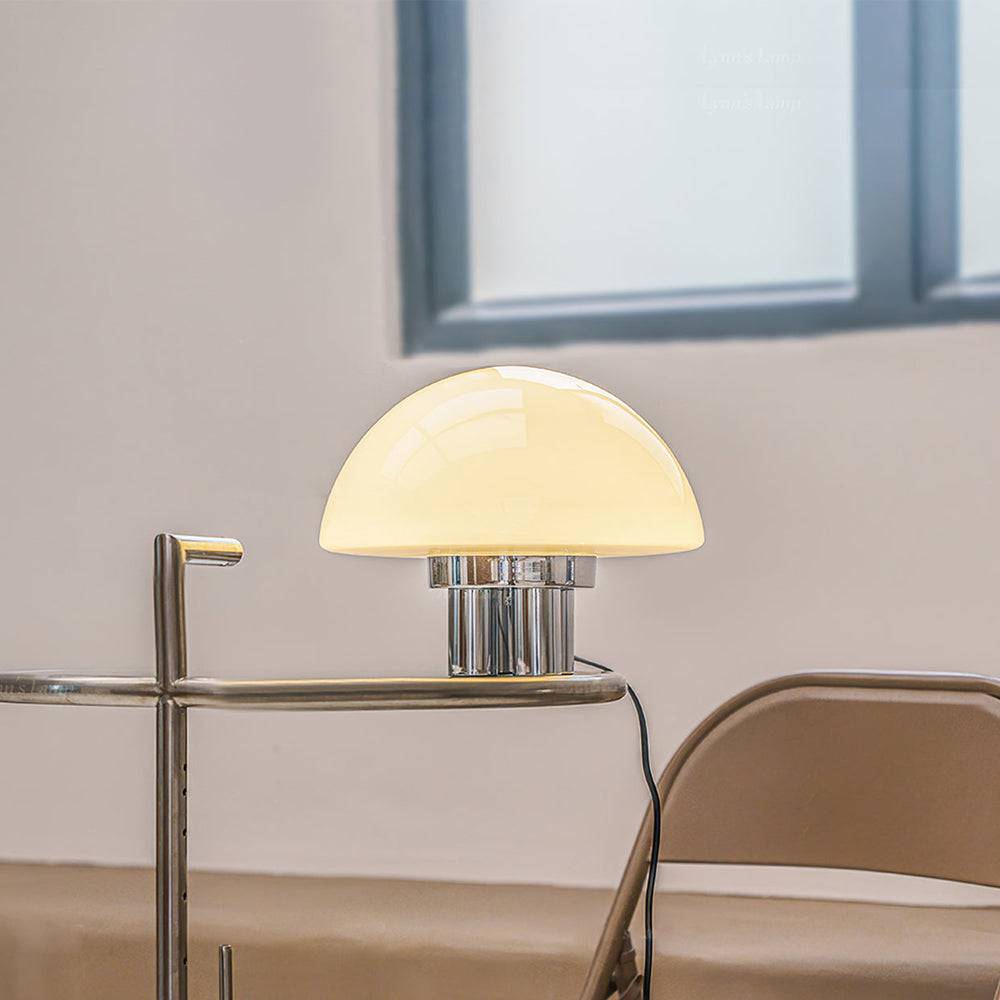 SilverAura – White Table Lamp with Chrome Base 1