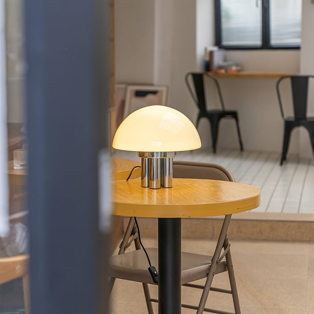 SilverAura – White Table Lamp with Chrome Base 2