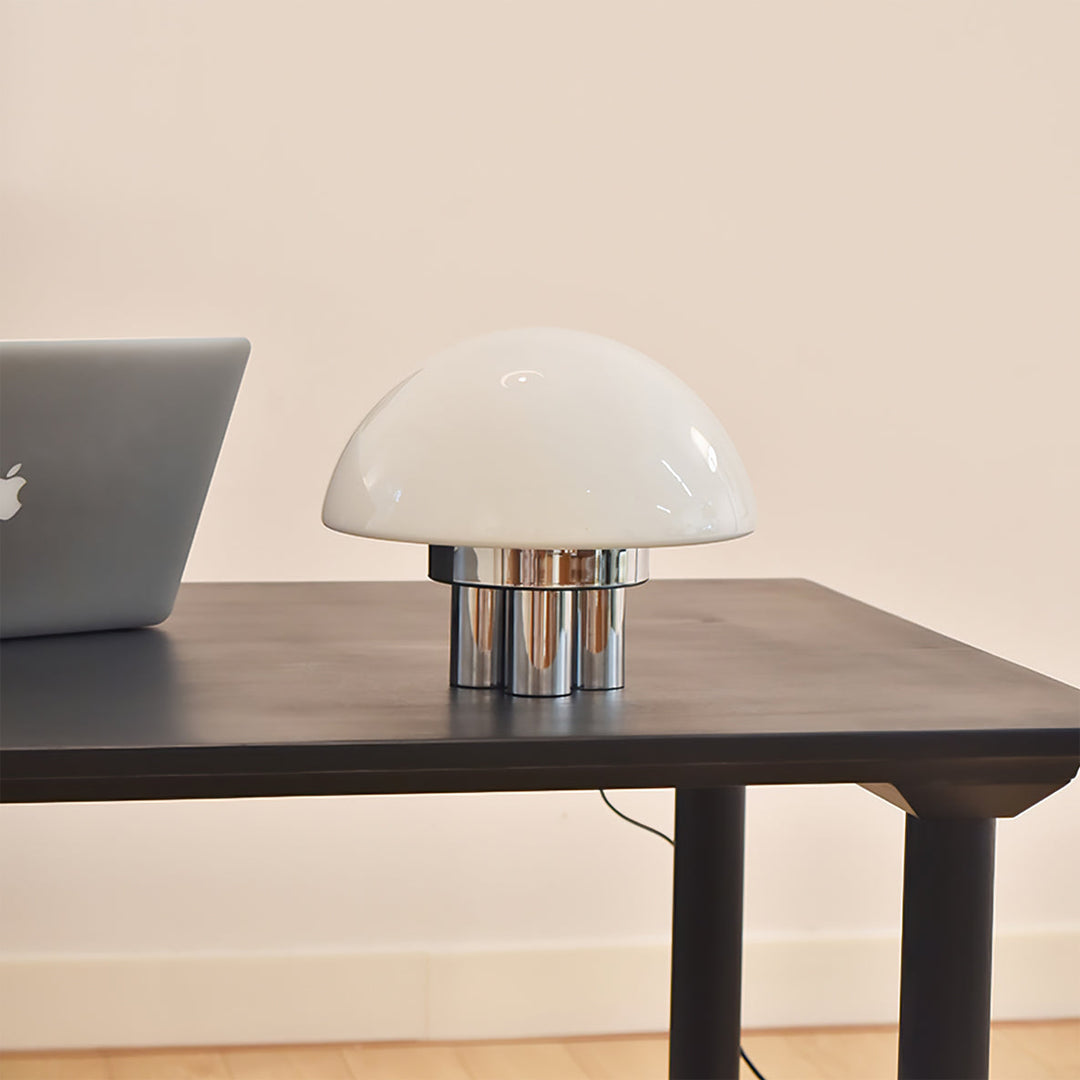 SilverAura – White Table Lamp with Chrome Base 3