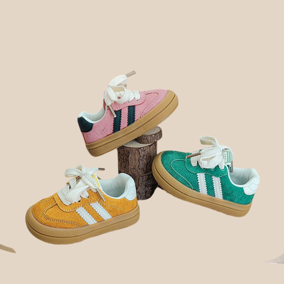 Stylish Kids Sneakers for Toddlers - Comfortable Laced Footwear in Yellow, Pink, and Green 1
