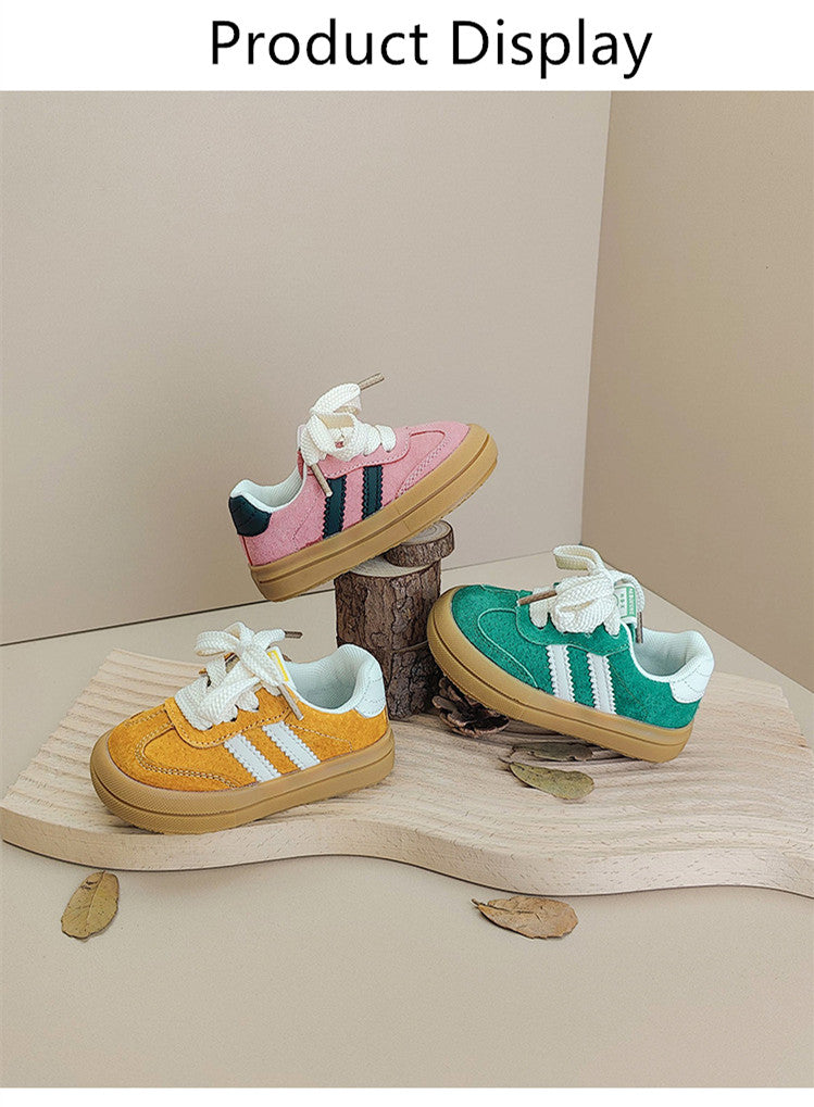 Stylish Kids Sneakers for Toddlers - Comfortable Laced Footwear in Yellow, Pink, and Green 4