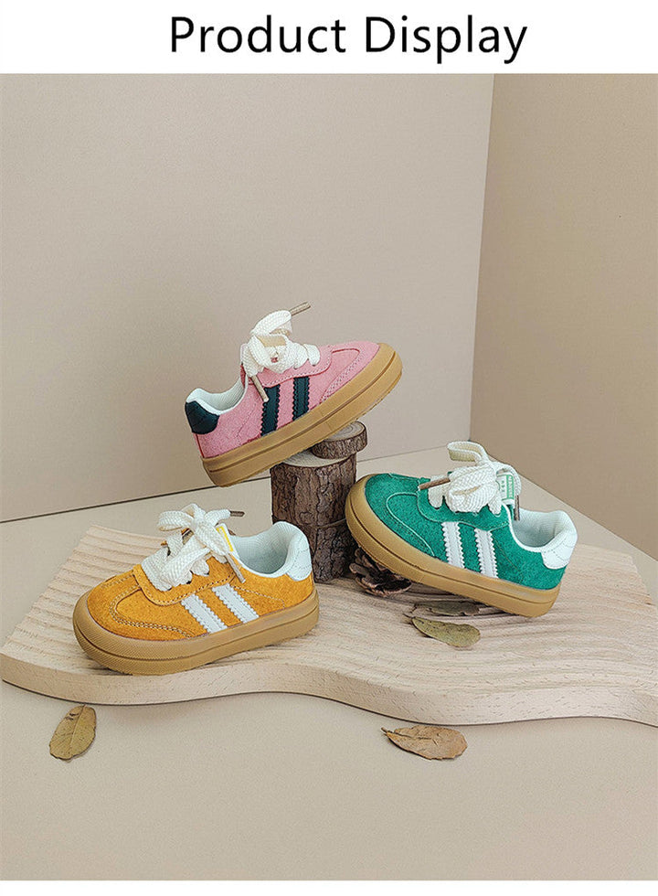 Stylish Kids Sneakers for Toddlers - Comfortable Laced Footwear in Yellow, Pink, and Green 4
