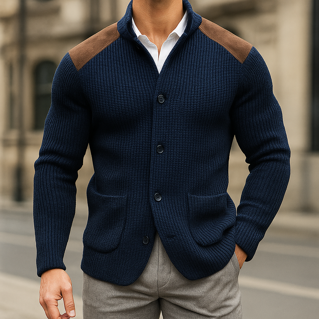 Stylish Knit Blazer | Textured Design with Suede Accents – Modern Fit for Effortless Elegance 2