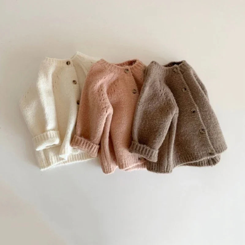 Stylish Knitted Kids Vest for Toddlers – Warm Cotton Cardigan in White, Brown, Pink, Sizes 0-4 Years 2