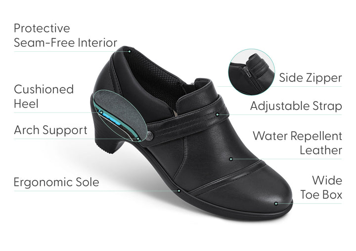 SuedeElegance | Comfortable Ergonomic Black Wedge Shootie for Everyday Wear 2