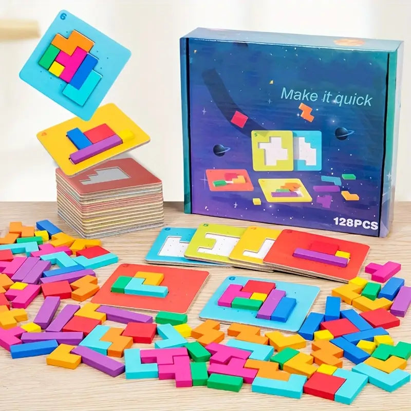 Tangram Puzzelset - Educatieve Houten Puzzel voor Creativiteit en Logisch Denken, Geschikt voor Kinderen vanaf 3 Jaar 0