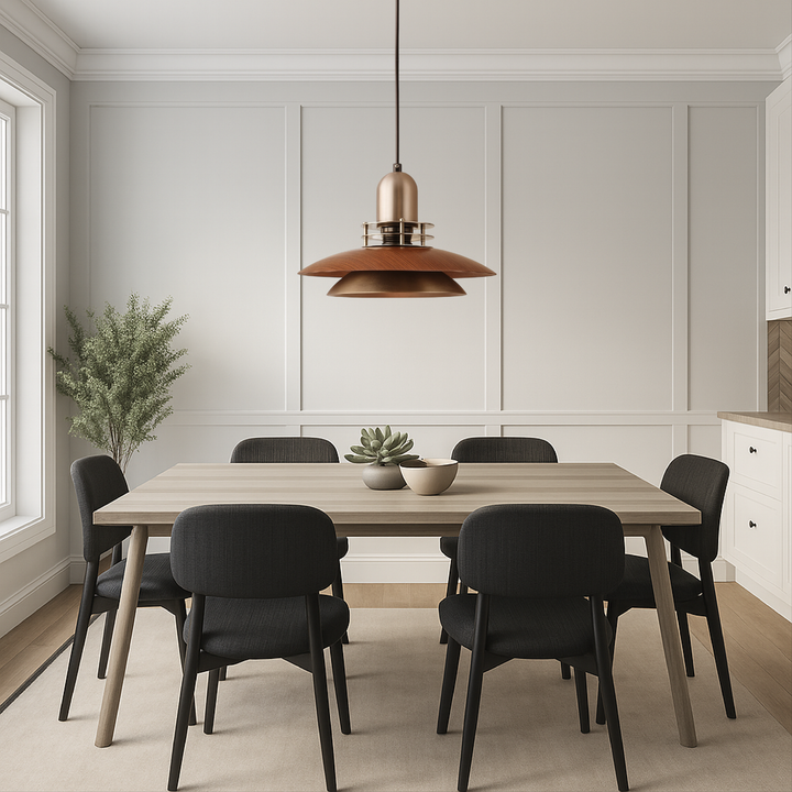 Tenora | Walnut Wood Low-Profile Hanging Pendant Light 1