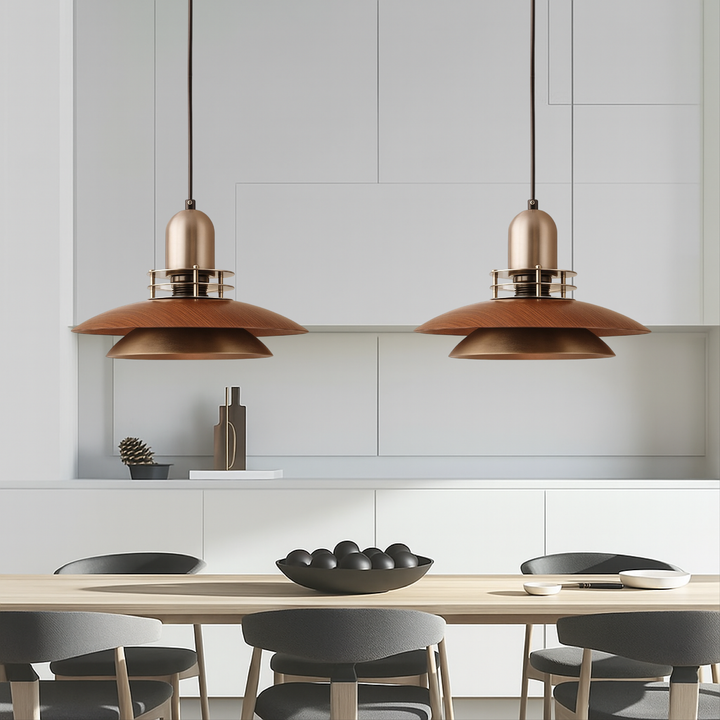 Tenora | Walnut Wood Low-Profile Hanging Pendant Light 2