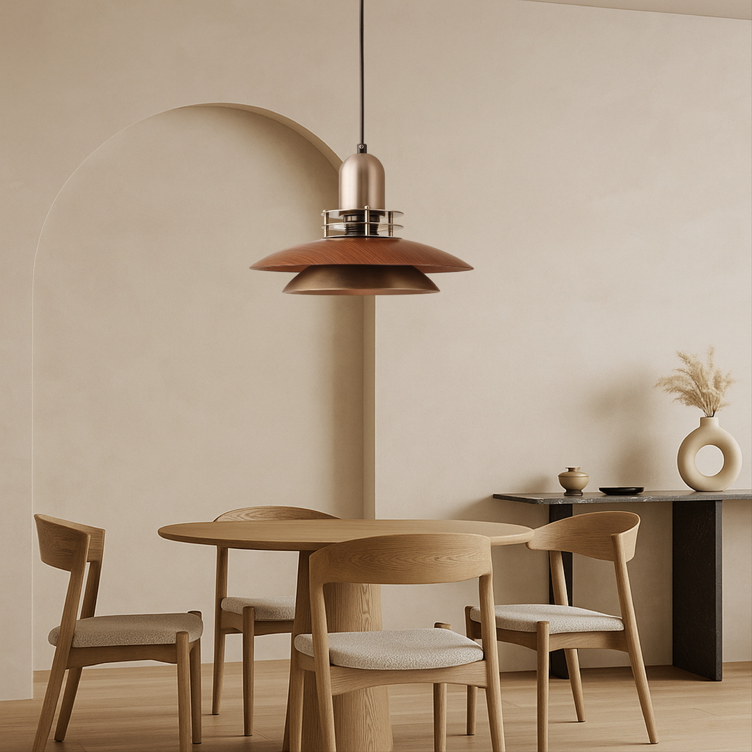 Tenora | Walnut Wood Low-Profile Hanging Pendant Light 3